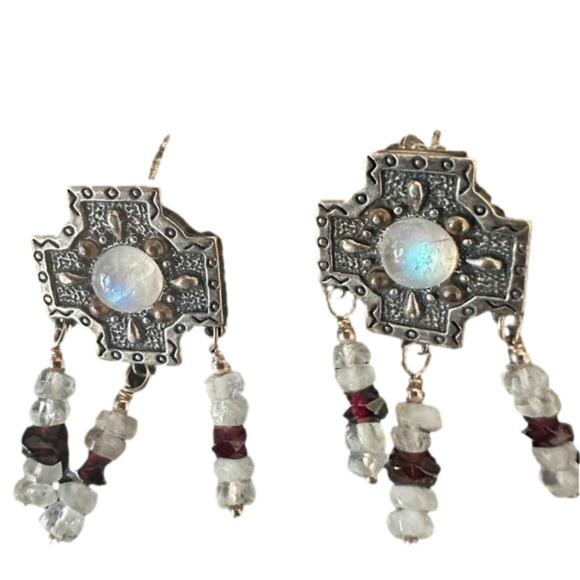 Sterling Silver Opal and Copper Earrings - Picture 1 of 4